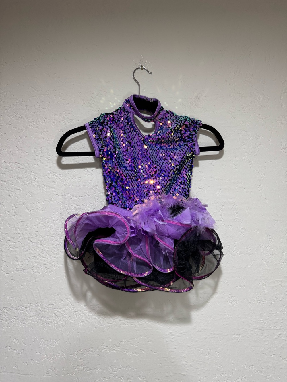 Weissman Purple Sequined Feathered Dance Costume Tutu Dress SC (Small Child)